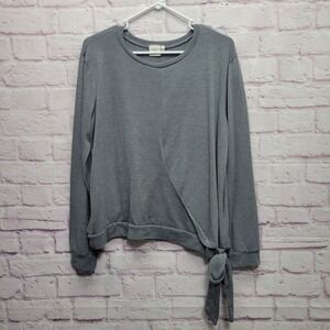 Good Luck Gem Side Tie Lounge Top Womens XL Minimalist Cozy Neutral‎ Travel Soft